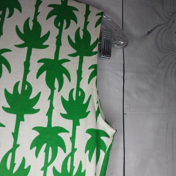 Diane Von Furstenberg Green Palm Sleeveless Yahzi Silk Jersey Wrap Dress - Picture 12 of 13